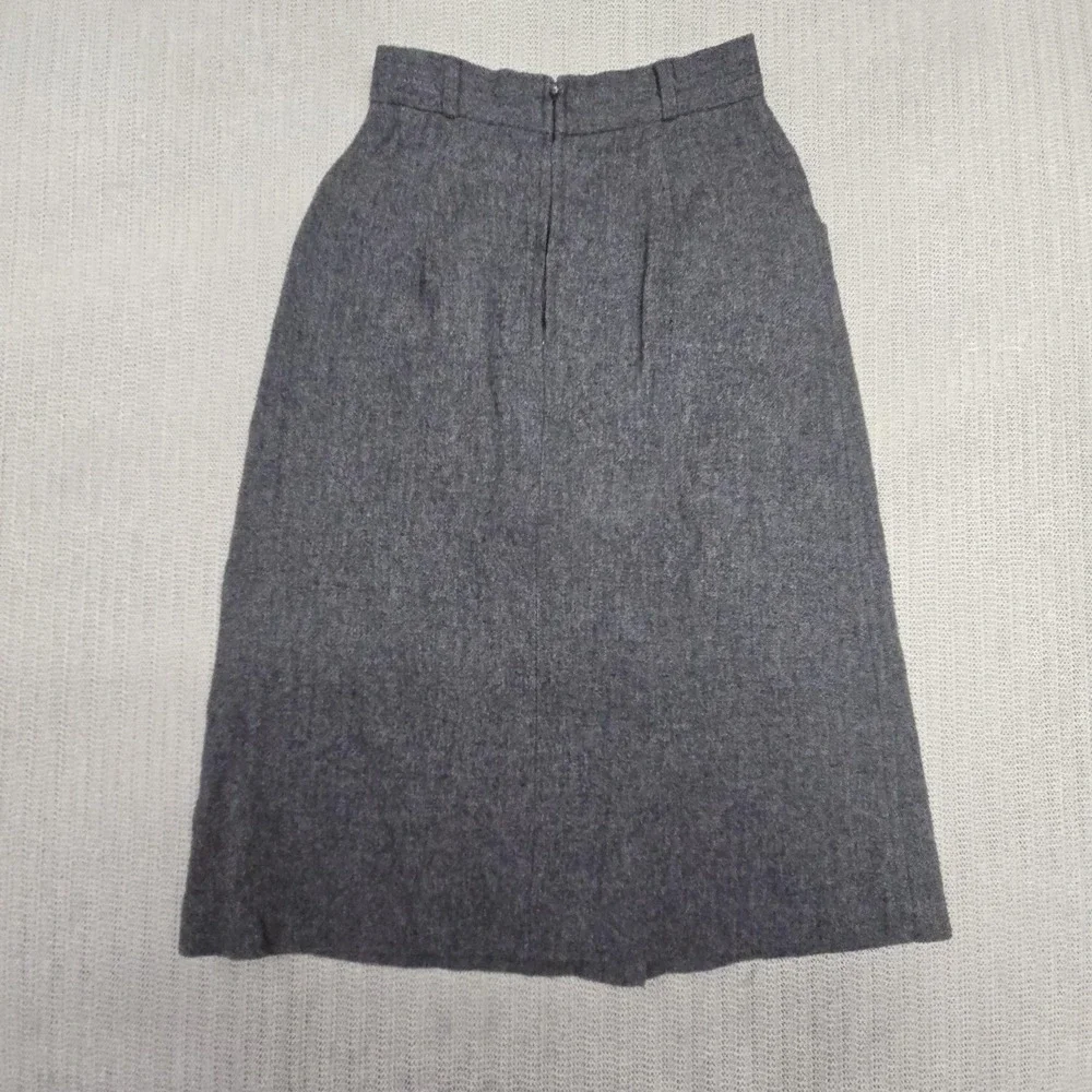 Vintage College Town Skirt Juniors 5/6 Gray Wool Tweed A Line Midi Lined Pleated